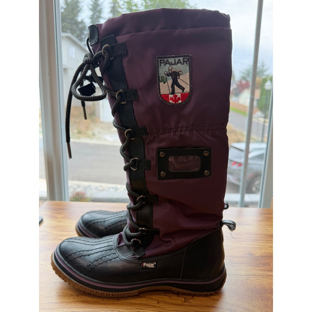 Pajar Canada Women's Tall Winter Snow Boots Purple Lace Up Duck Boots 7/7.5